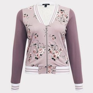 Torrid bomber jacket floral, dropped neck